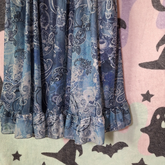 Y2K Blue Paisley Dress - Fairycore Grunge - XS S - Picture 3 of 6